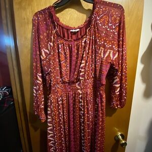 Elegant Maroon Patterned Dress